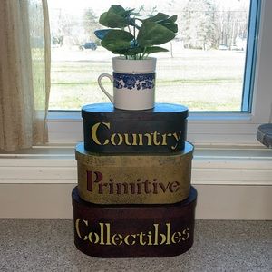 Vintage Audrey’s Primitive Style Nesting Boxes-COUNTRY/PRIMITIVE/COLLECTIBLES